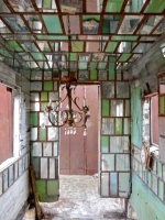 Inside the deer house at Howard Finster's Paradise Garden, 2016