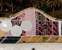 Mosaic fence, detail, Park Güell, Barcelona