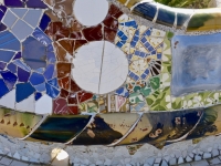 Mosaic fence, detail, Park Güell, Barcelona