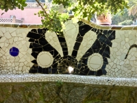 Mosaic fence, detail, Park Güell, Barcelona