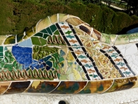 Mosaic fence, detail, Park Güell, Barcelona