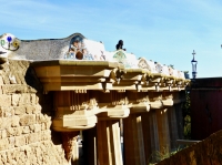 Mosaic fence atop arcade, Antoni Gaudí's Park Güell, Barcelona