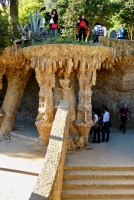 Entrance to arcade, Antoni Gaudí's Park Güell, Barcelona, Spain