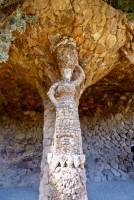 Sculptural figure I arcade, Antoni Gaudí's Park Güell, Barcelona, Spain