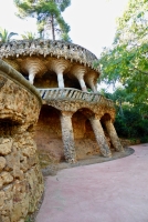 Two levels of arcade, Antoni Gaudí's Park Güell, Barcelona, Spain
