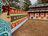 Pillar, wall and carport, St. Eom's Pasaquan, 2016