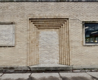 Excessively framed ex-door, around the corner from 2549 W. Peterson, Chicago. A fine example of a Thomasson