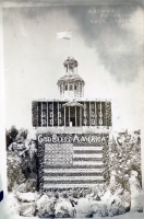 Capitol Building and American flag at Peterson's Rock Garden, between Bend and Redmond, Oregon, postcard
