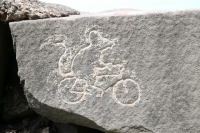 Matt's carving of the logo for the Rat Patrol Bicycle Club Matt's carving of the logo for the Rat Patrol Bicycle Club