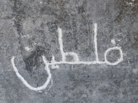 Palestine. Made at the June 20, 2026, DIY carving workshop. Chicago lakefront stone carvings, Promontory Point. 2026