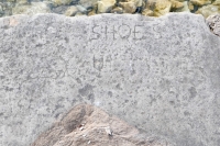 Winged figure, Shoes. Chicago lakefront stone carvings, Promontory Point. 2022