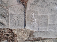 Exceptionally finely carved fleur-de-lis and oak leaves. Level 2. Chicago lakefront stone carvings, Promontory Point. 2005