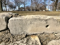 Pimp Hogan. Level 5, vertical. Chicago lakefront stone carvings, Promontory Point. 2018