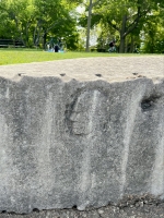 Profile. Level 5, vertical. Chicago lakefront stone carvings, Promontory Point. 2023 Profile. Level 5, vertical. Chicago lakefront stone carvings, Promontory Point. 2023