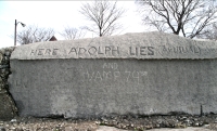 Here Adolph lies (as usual) and Vamp 79st, below This is Susie's Tomb. Level 5. Chicago lakefront stone carvings, Promontory Point, Hyde Park. 2005 Here Adolph lies (as usual) and Vamp 79st, below This is Susie's Tomb. Level 5. Chicago lakefront stone carvings, Promontory Point, Hyde Park. 2005