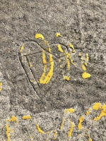 Heart with arrow. Level 5. Chicago lakefront stone carvings, Promontory Point. 2018 Heart with arrow. Level 5. Chicago lakefront stone carvings, Promontory Point. 2018