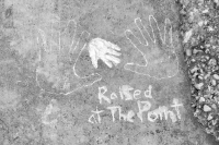 Hands and Raised at the Point, made during the Oct. 9, 2022, Promontory Point carving workshop. Level 5. Chicago Lakefront stone carvings, Promontory Point. 2022 Hands and Raised at the Point, made during the Oct. 9, 2022, Promontory Point carving workshop. Level 5. Chicago Lakefront stone carvings, Promontory Point. 2022