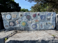 Mosaic rock, completed over the course of 2018. Level 5. Chicago lakefront stone carvings, Promontory Point. 2018