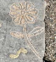 Flower, AL, made during the Oct. 9, 2022, Promontory Point carving workshop. Level 5. Chicago Lakefront stone carvings, Promontory Point. 2023 Flower, AL, made during the Oct. 9, 2022, Promontory Point carving workshop. Level 5. Chicago Lakefront stone carvings, Promontory Point. 2023