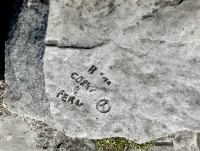 Corky + Fern, 8/72, partial peace symbol. Level 4. Chicago lakefront stone carvings, Promontory Point. 2023 Corky + Fern, 8/72, partial peace symbol. Level 4. Chicago lakefront stone carvings, Promontory Point. 2023