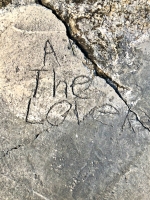 A The Lover, detail. Level 1. Chicago lakefront stone carvings, Promontory Point. 2018