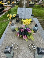 Grave marker at St. Leonard's Church in Lipnica Murowana. The apparently handwritten inscription is unusual.