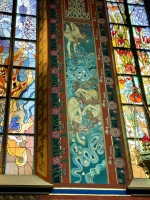 The Church of St. Francis of Assisi, Krakow, with late 19-century wall decorations by the artist Stanisław Wyspiański -- unique motifs for an old church. He also designed the modern stained glass. The Church of St. Francis of Assisi, Krakow, with late 19-century wall decorations by the artist Stanisław Wyspiański -- unique motifs for an old church. He also designed the modern stained glass.
