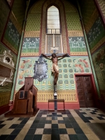 The Church of St. Francis of Assisi, Krakow, with late 19-century wall decorations by the artist Stanisław Wyspiański -- unique motifs for an old church. He also designed the modern stained glass. The Church of St. Francis of Assisi, Krakow, with late 19-century wall decorations by the artist Stanisław Wyspiański -- unique motifs for an old church. He also designed the modern stained glass.