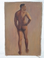 Shelly Humphrey oil painting, back of standing nude man , found in Yakima, Washington Shelly Humphrey oil painting, back of standing nude man , found in Yakima, Washington