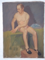 Shelly Humphrey oil painting, sitting nude man , found in Yakima, Washington Shelly Humphrey oil painting, sitting nude man , found in Yakima, Washington