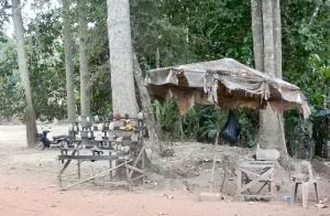 Temple models and stonework, across the road from Preah Koh, Siem Reap