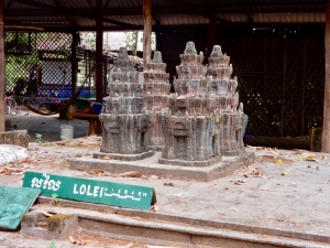 Temple models and stonework, across the road from Preah Koh, Siem Reap