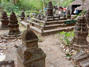 Temple models and stonework, across the road from Preah Koh, Siem Reap