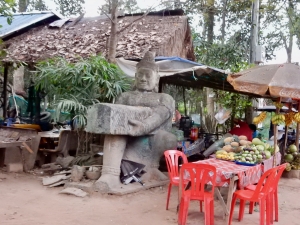 Temple models and stonework, across the road from Preah Koh, Siem Reap