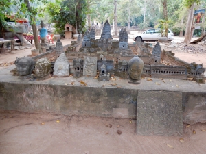 Temple models and stonework, across the road from Preah Koh, Siem Reap