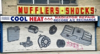 Hand-painted auto parts at Cool Heat, 47th Street near Aberdeen, Chicago-Roadside Art