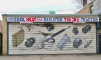 Hand-painted auto parts at Cool Heat, 47th Street near Aberdeen, Chicago-Roadside Art Hand-painted auto parts at Cool Heat, 47th Street near Aberdeen, Chicago-Roadside Art