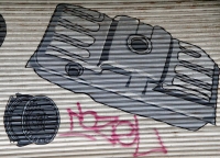 Hand-painted auto parts at Cool Heat, 47th Street near Aberdeen, Chicago-Roadside Art Hand-painted auto parts at Cool Heat, 47th Street near Aberdeen, Chicago-Roadside Art