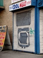 Hand-painted auto parts at Cool Heat, 47th Street near Aberdeen, Chicago-Roadside Art