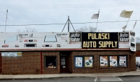 Hand-painted auto parts sign at Pulaski Auto Supply, Chicago-Roadside Art