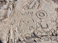 Concentric circles with writing, Pu`u Loa petroglyphs, Hawai‘i Volcanoes National Park Concentric circles with writing, Pu`u Loa petroglyphs, Hawai‘i Volcanoes National Park