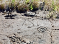 Anthropomorphs with circles, Pu`u Loa petroglyphs, Hawai‘i Volcanoes National Park Anthropomorphs with circles, Pu`u Loa petroglyphs, Hawai‘i Volcanoes National Park