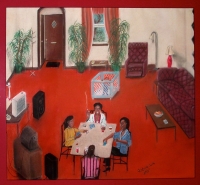 Quinten Smith, card game in living room, 1998