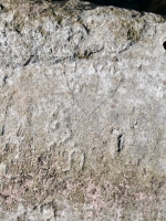 J, R.J.I., BM, CK, UF, R, heart (detail). Chicago Lakefront stone carvings, south of La Rabida Hospital. 2025 J, R.J.I., BM, CK, UF, R, heart (detail). Chicago Lakefront stone carvings, south of La Rabida Hospital. 2025