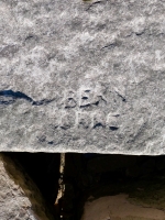 LA, RIch, Jay, Flamm, BER N RRC (detail). Chicago Lakefront stone carvings, south of La Rabida Hospital. 2025 LA, RIch, Jay, Flamm, BER N RRC (detail). Chicago Lakefront stone carvings, south of La Rabida Hospital. 2025