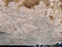LA, RIch, Jay, Flamm, BER N RRC (detail). Chicago Lakefront stone carvings, south of La Rabida Hospital. 2023 LA, RIch, Jay, Flamm, BER N RRC (detail). Chicago Lakefront stone carvings, south of La Rabida Hospital. 2023