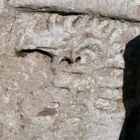 Elaborate carving of a dragon, detail. Chicago Lakefront stone carvings, south of La Rabida Hospital. 2025 Elaborate carving of a dragon, detail. Chicago Lakefront stone carvings, south of La Rabida Hospital. 2025