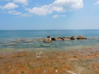 Steve Strong inspecting the 12-panel carving when it was just above the water line. Chicago Lakefront stone carvings, south of La Rabida Hospital. 2022 Steve Strong inspecting the 12-panel carving when it was just above the water line. Chicago Lakefront stone carvings, south of La Rabida Hospital. 2022