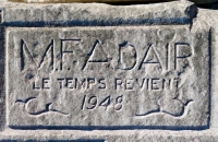 M.F. Adair, Le Temps Reviem, 1948, from 12-panel carving. "Le Temps Revient" was Lorenzo de' Medici's motto, meaning something like "the time comes again." It appears to be misspelled here. M.F. Adair was, I presume, the creator of this masterpiece. Chicago Lakefront stone carvings, south of La Rabida Hospital. 2025 M.F. Adair, Le Temps Reviem, 1948, from 12-panel carving. "Le Temps Revient" was Lorenzo de' Medici's motto, meaning something like "the time comes again." It appears to be misspelled here. M.F. Adair was, I presume, the creator of this masterpiece. Chicago Lakefront stone carvings, south of La Rabida Hospital. 2025
