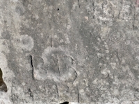 Autograph rock: Karole, Laurie Evett, W, HI, BB (detail), LD, others. Chicago Lakefront stone carvings, south of La Rabida Hospital. 2025 Autograph rock: Karole, Laurie Evett, W, HI, BB (detail), LD, others. Chicago Lakefront stone carvings, south of La Rabida Hospital. 2025